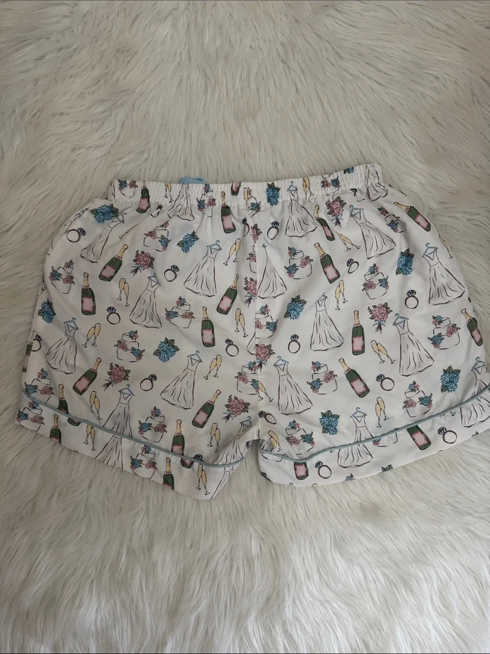 Mud Pie White Bride Floral Pajama Sleepwear Shorts Size M - Picture 7 of 14